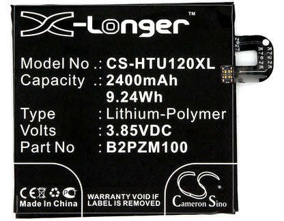 3.85V, 2400mAh, Li-Polymer Battery fits Htc, Alpine, U Play, 9.24Wh