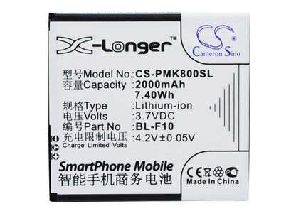 3.7V, 2000mAh, Li-ion Battery fits Phicomm, I800, I800dz, 7.4Wh