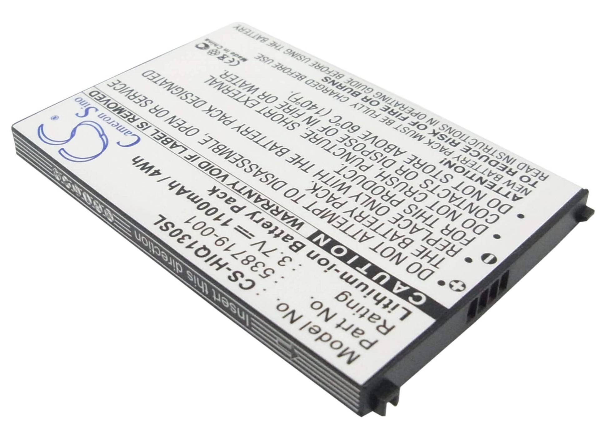 3.7V, 1100mAh, Li-ion Battery fits Hp, Glisten K3, Ipaq Glisten, 4.07Wh