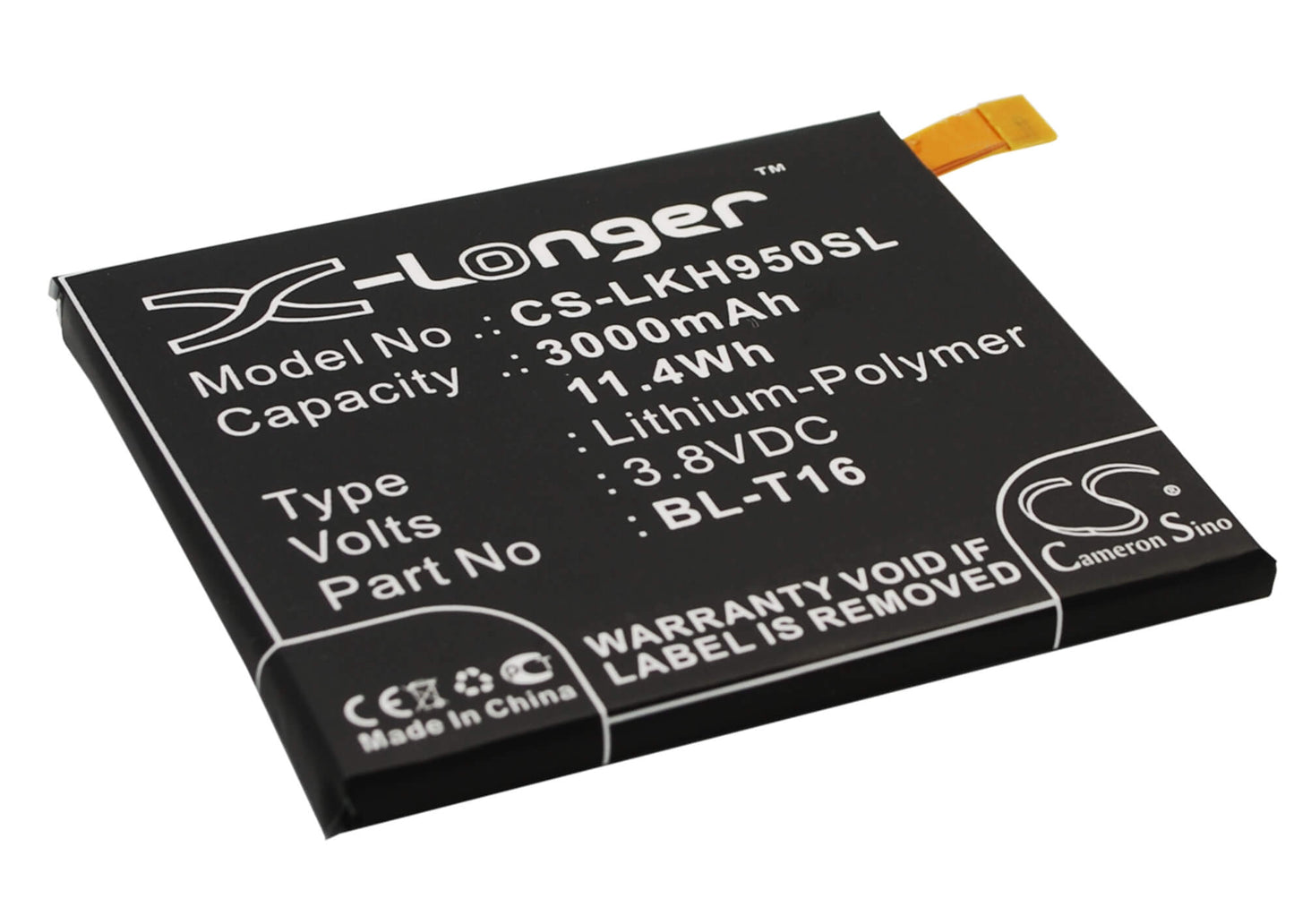 3.8V, 3000mAh, Li-Polymer Battery fits Lg, G Flex 2, H950, 11.4Wh