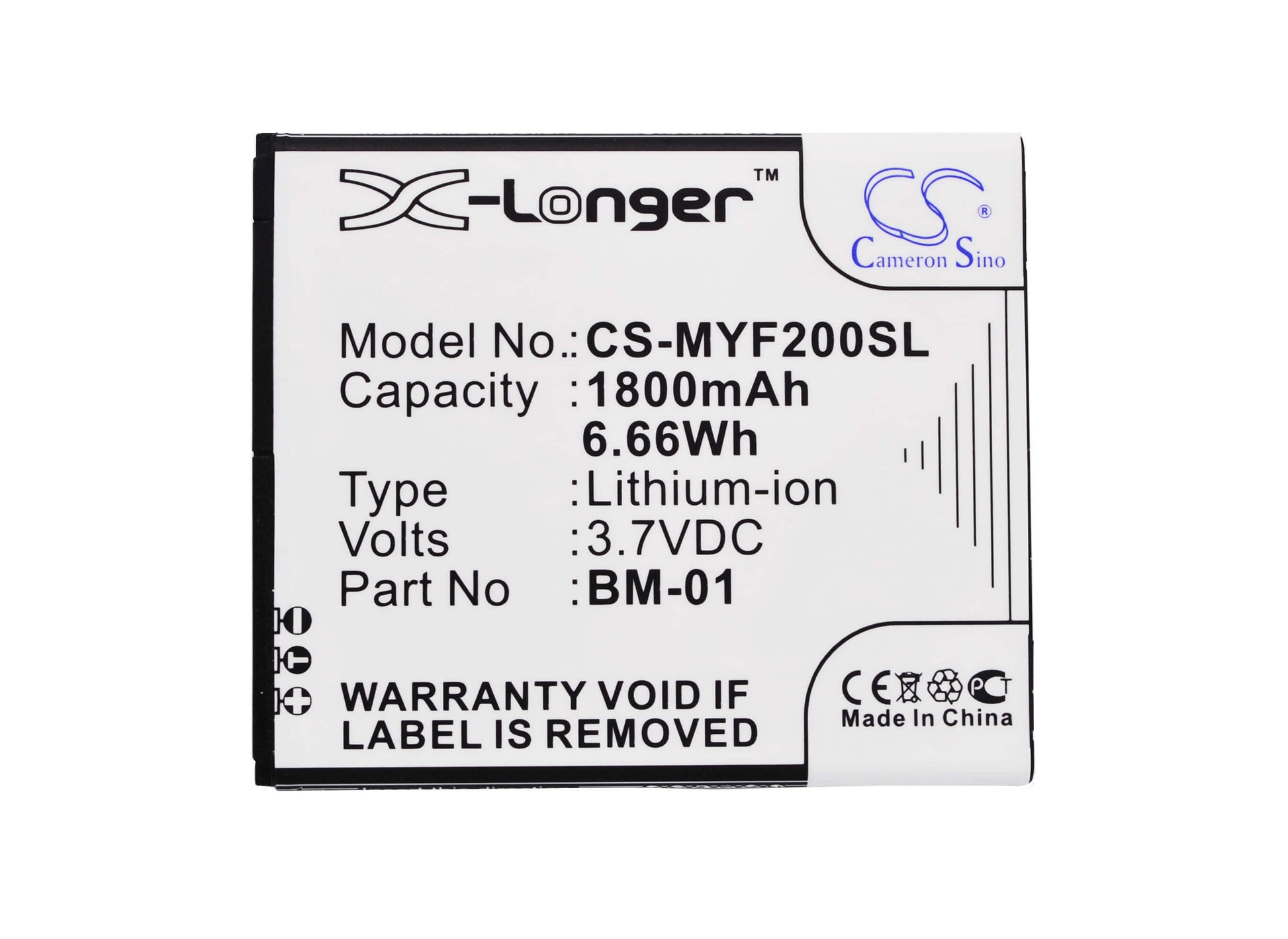 3.7V, 1800mAh, Li-ion Battery fits Myphone, Fun 2, Next-s, 6.66Wh