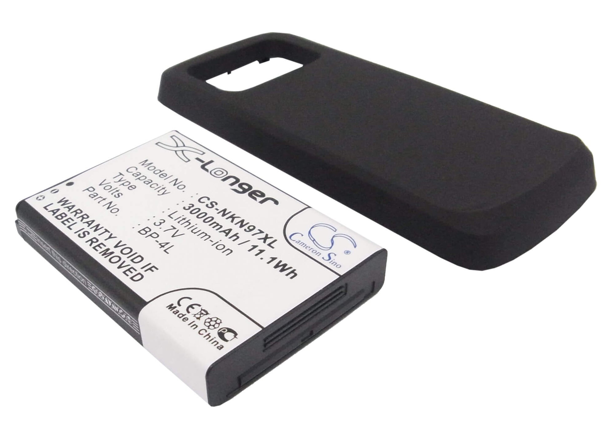 Black, 3.7V, 3000mAh, Li-ion Battery fits Nokia, N97, 11.1Wh