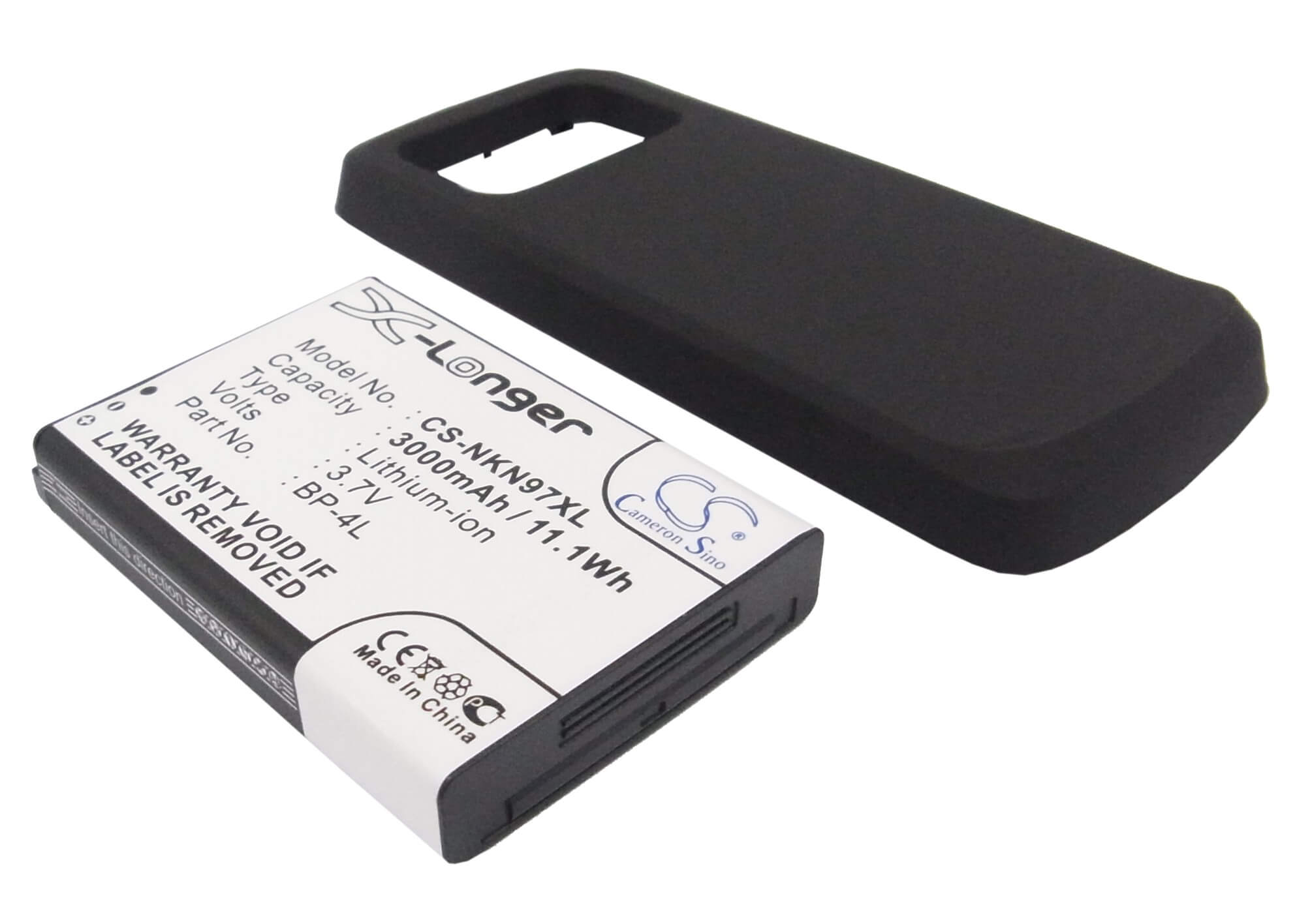 Black, 3.7V, 3000mAh, Li-ion Battery fits Nokia, N97, 11.1Wh