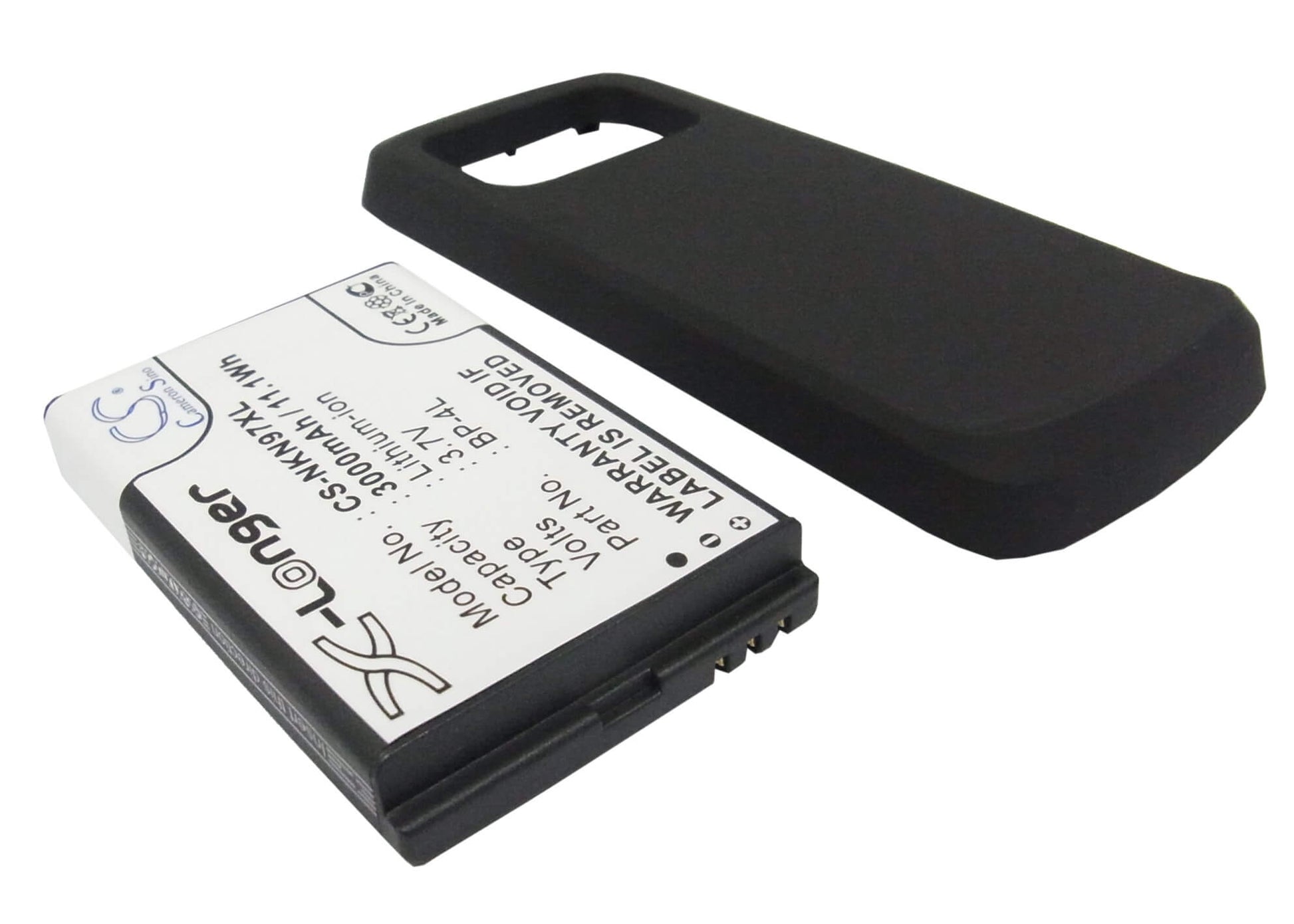 Black, 3.7V, 3000mAh, Li-ion Battery fits Nokia, N97, 11.1Wh