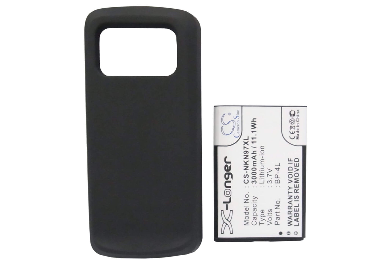 Black, 3.7V, 3000mAh, Li-ion Battery fits Nokia, N97, 11.1Wh
