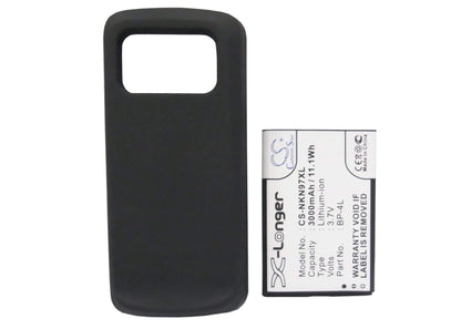 Black, 3.7V, 3000mAh, Li-ion Battery fits Nokia, N97, 11.1Wh