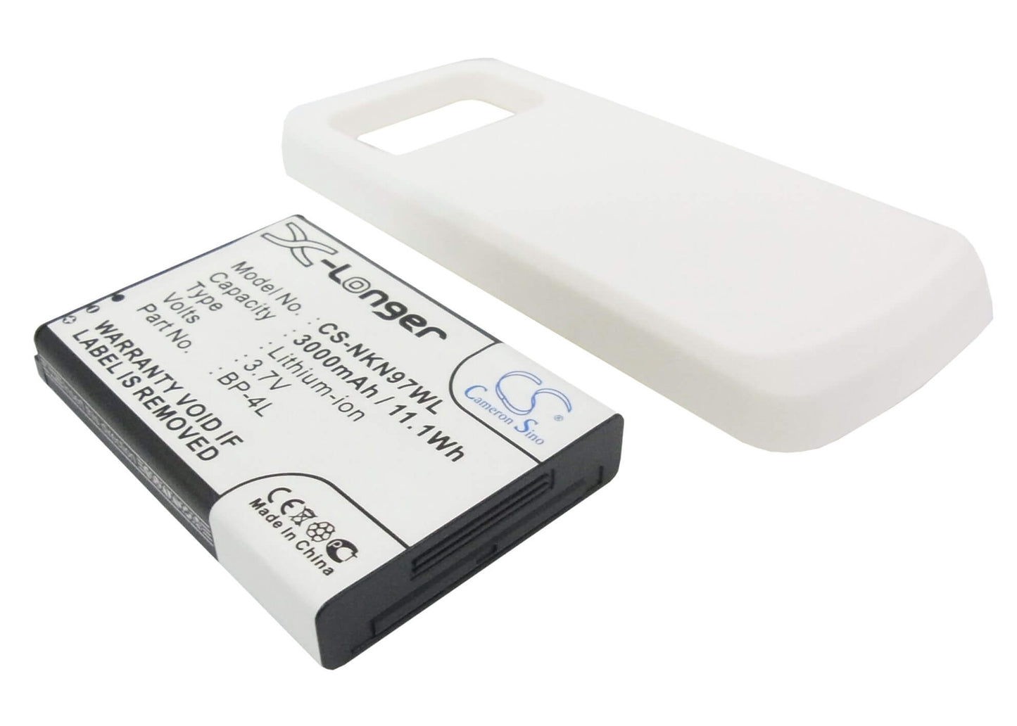 White, 3.7V, 3000mAh, Li-ion Battery fits Nokia, N97, 11.1Wh