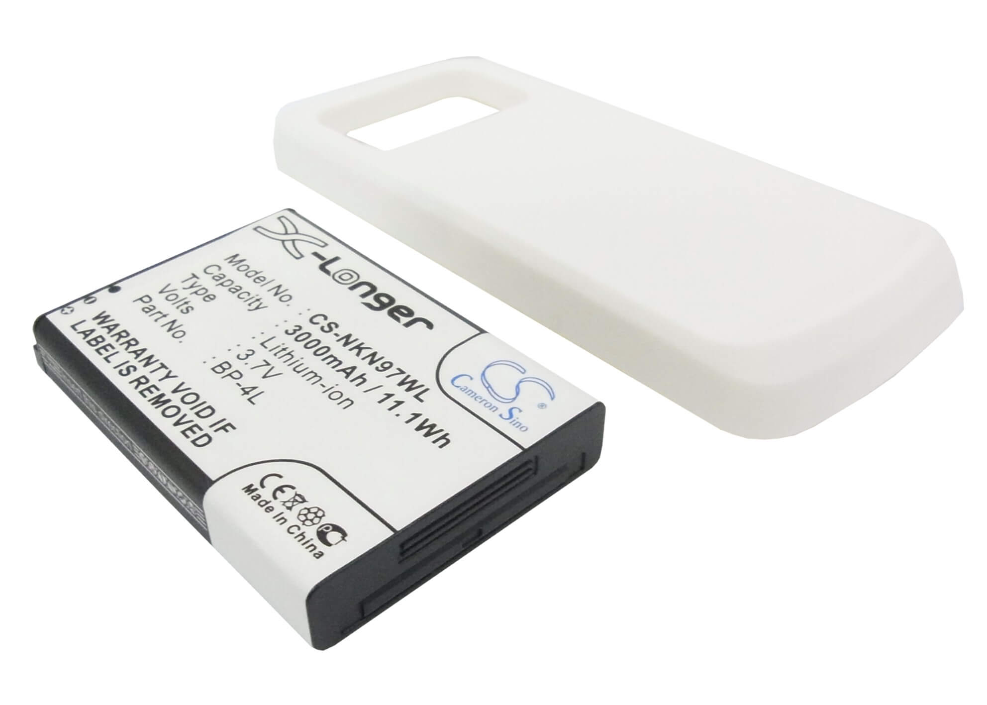 White, 3.7V, 3000mAh, Li-ion Battery fits Nokia, N97, 11.1Wh