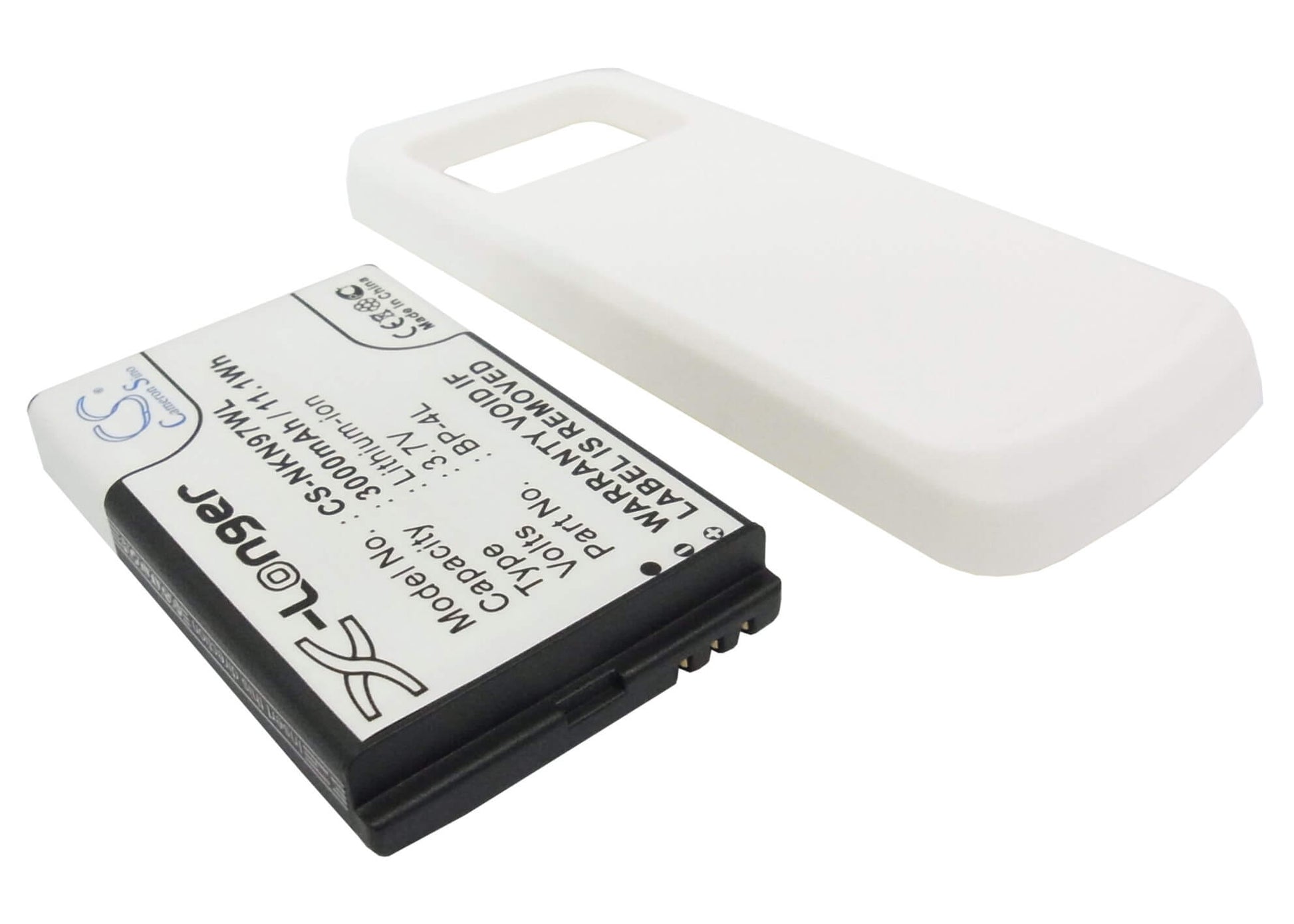 White, 3.7V, 3000mAh, Li-ion Battery fits Nokia, N97, 11.1Wh