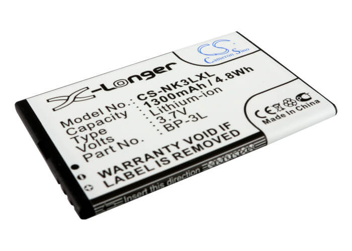 3.7V, 1300mAh, Li-ion Battery fits Nokia, 303, 603, 4.81Wh