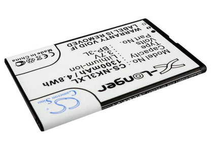 3.7V, 1300mAh, Li-ion Battery fits Nokia, 303, 603, 4.81Wh