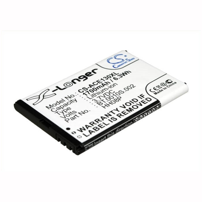 3.7V, 1700mAh, Li-ion Battery fits Acer, Acer Betouch E130 B, Betouch E130, 6.29Wh