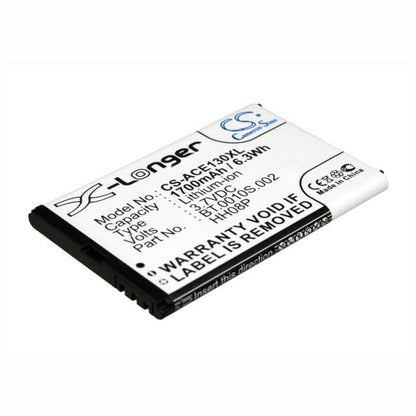 3.7V, 1700mAh, Li-ion Battery fits Acer, Acer Betouch E130 B, Betouch E130, 6.29Wh