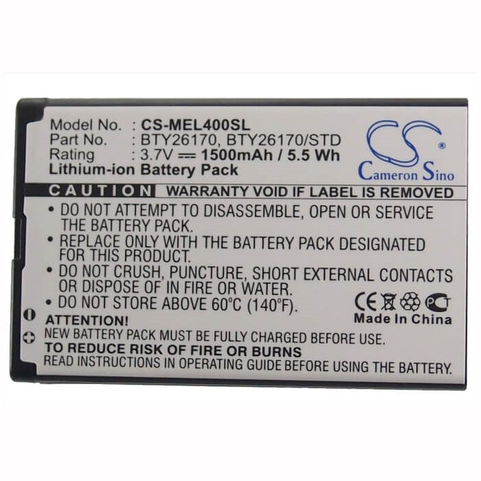 3.7V, 1500mAh, Li-ion Battery fits Elson, El400, Mobistel El400, 5.55Wh