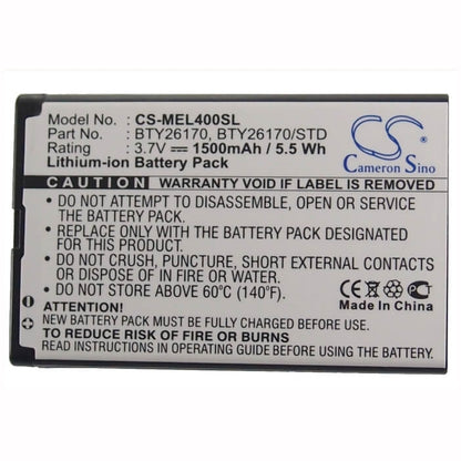 3.7V, 1500mAh, Li-ion Battery fits Mobistel, El400, 5.55Wh