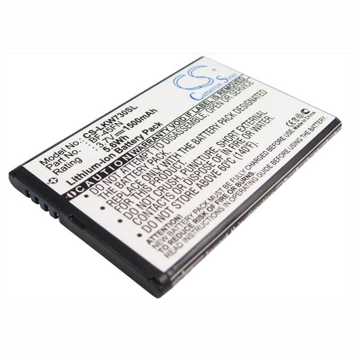 3.7V, 1500mAh, Li-ion Battery fits Lg, Kw730, 5.55Wh