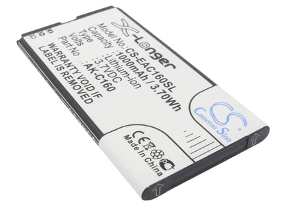 3.7V, 1000mAh, Li-ion Battery fits Emporia, C160, C160_001_rd, 3.7Wh