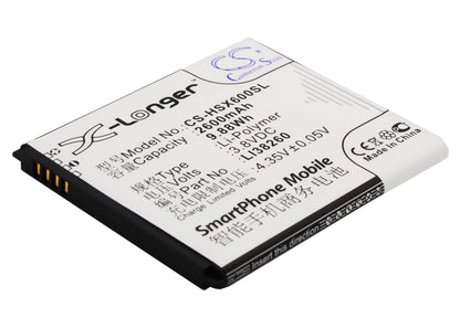 3.8V, 2600mAh, Li-ion Battery fits Hisense, Hs-x6, Hs-x6c, 9.88Wh