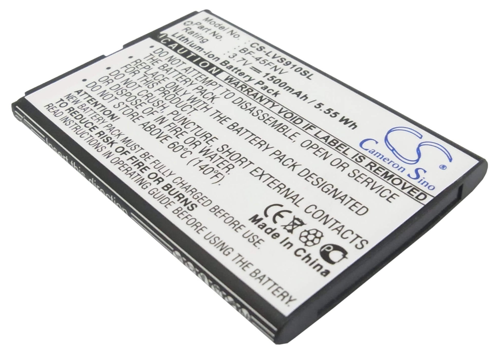 3.7V, 1500mAh, Li-ion Battery fits Lg, Bryce, Esteem 4g, 5.55Wh