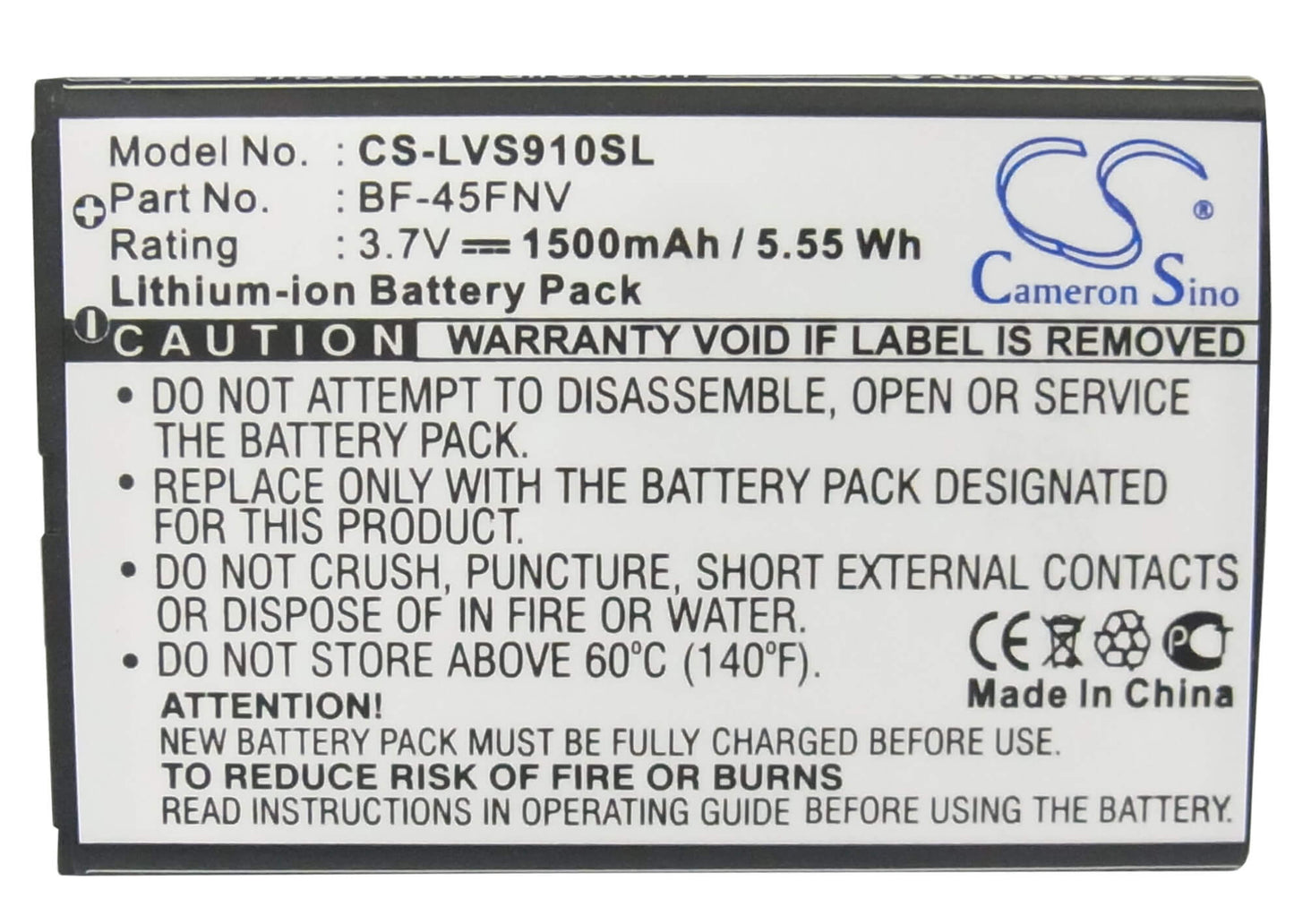 3.7V, 1500mAh, Li-ion Battery fits Metropcs, Esteem, Ms910, 5.55Wh