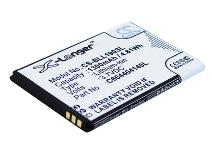 3.7V, 1300mAh, Li-ion Battery fits Blu, L190a, L190i, 4.81Wh