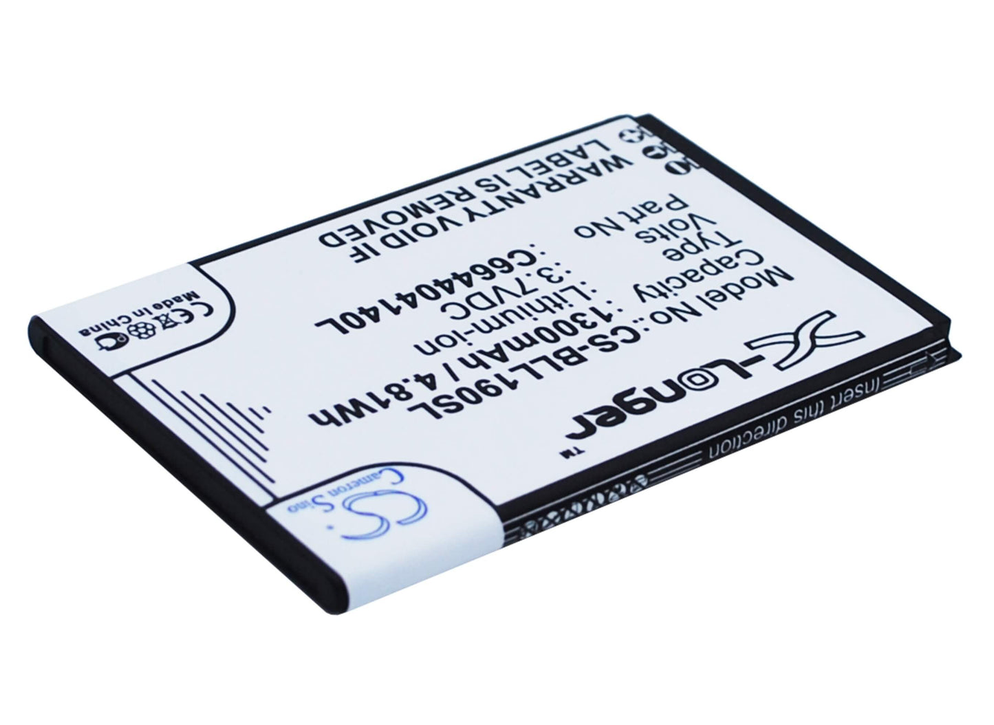3.7V, 1300mAh, Li-ion Battery fits Blu, L190a, L190i, 4.81Wh