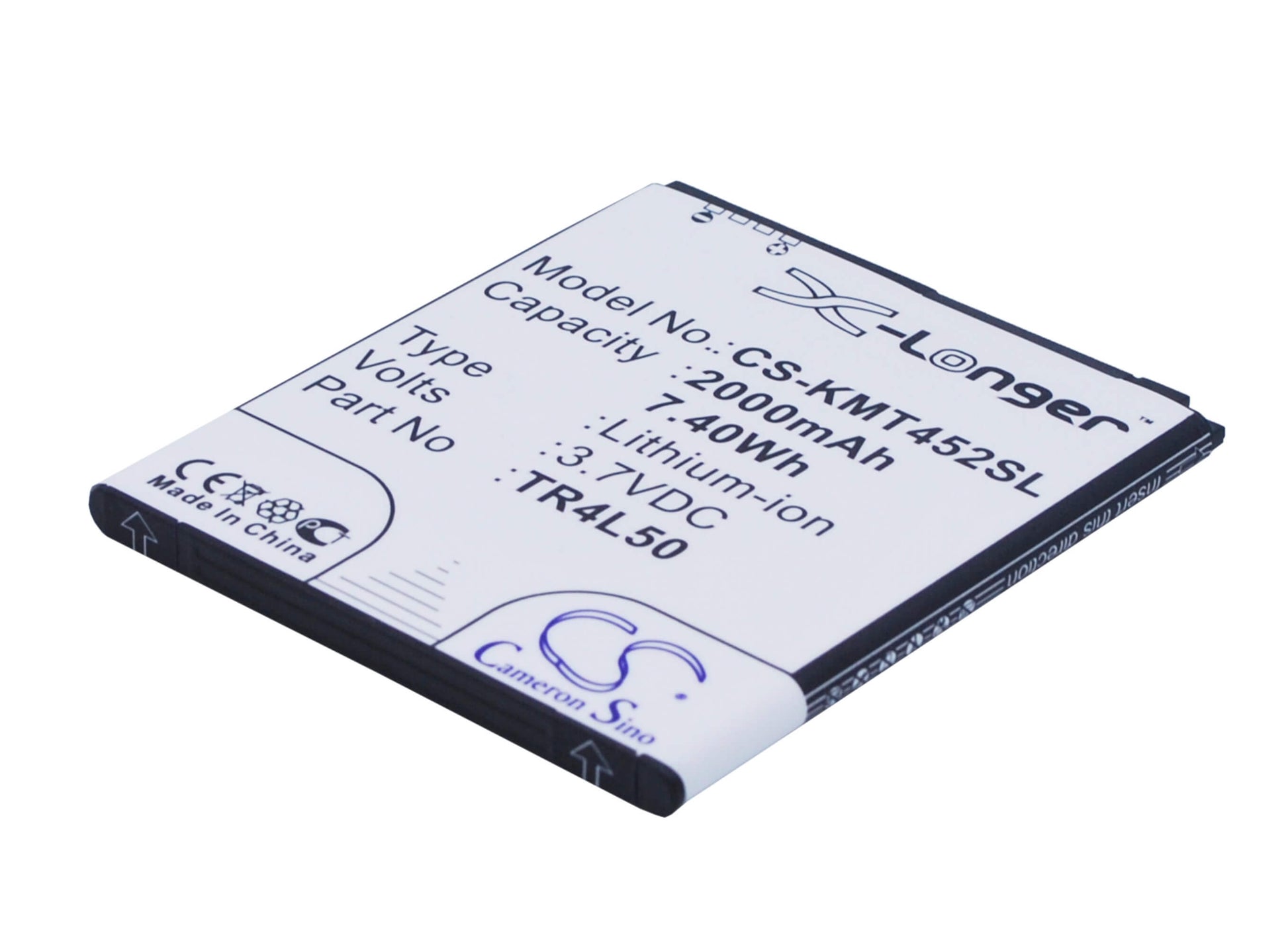 3.7V, 2000mAh, Li-ion Battery fits Kazam, Trooper 450l, Trooper 450l Dual Sim, 7.4Wh