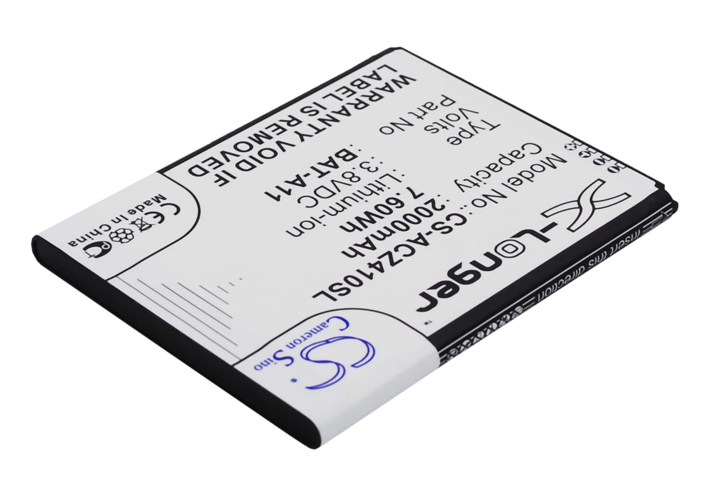 3.8V, 2000mAh, Li-ion Battery fits Acer, Liquid M330, Liquid M330 Dual Sim, 7.6Wh