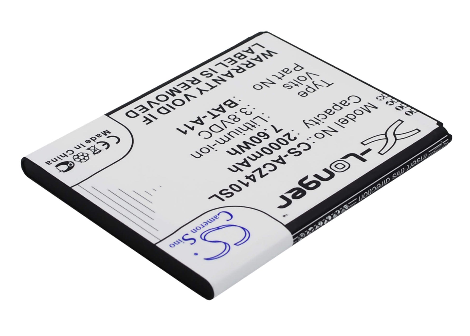 3.8V, 2000mAh, Li-ion Battery fits Acer, Liquid M330, Liquid M330 Dual Sim, 7.6Wh