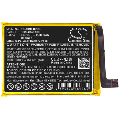 3.85V, 2800mAh, Li-Polymer Battery fits Crosscall, Core M4, Core M4 Go, 10.78Wh