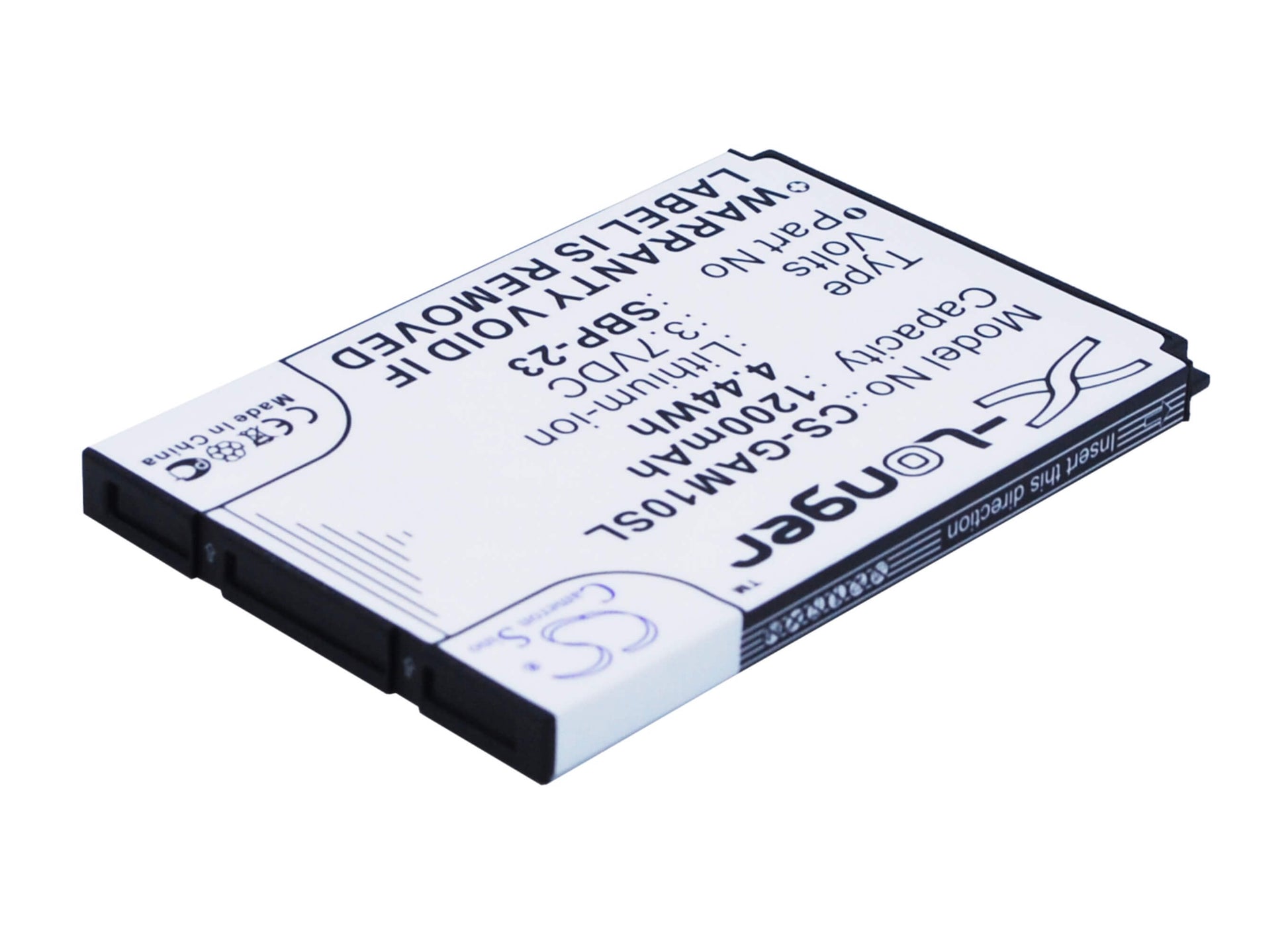 3.7V, 1200mAh, Li-ion Battery fits Garmin-asus, Nuvifone A10, Nuvifone M10, 4.44Wh
