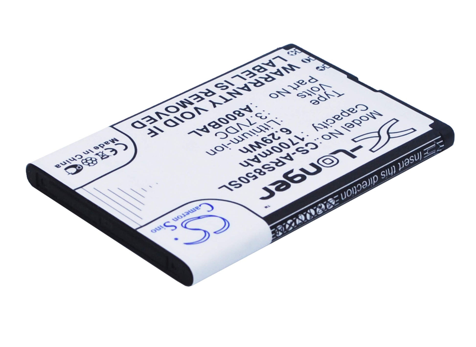 3.7V, 1700mAh, Li-ion Battery fits Cpa, Halo X, 6.29Wh