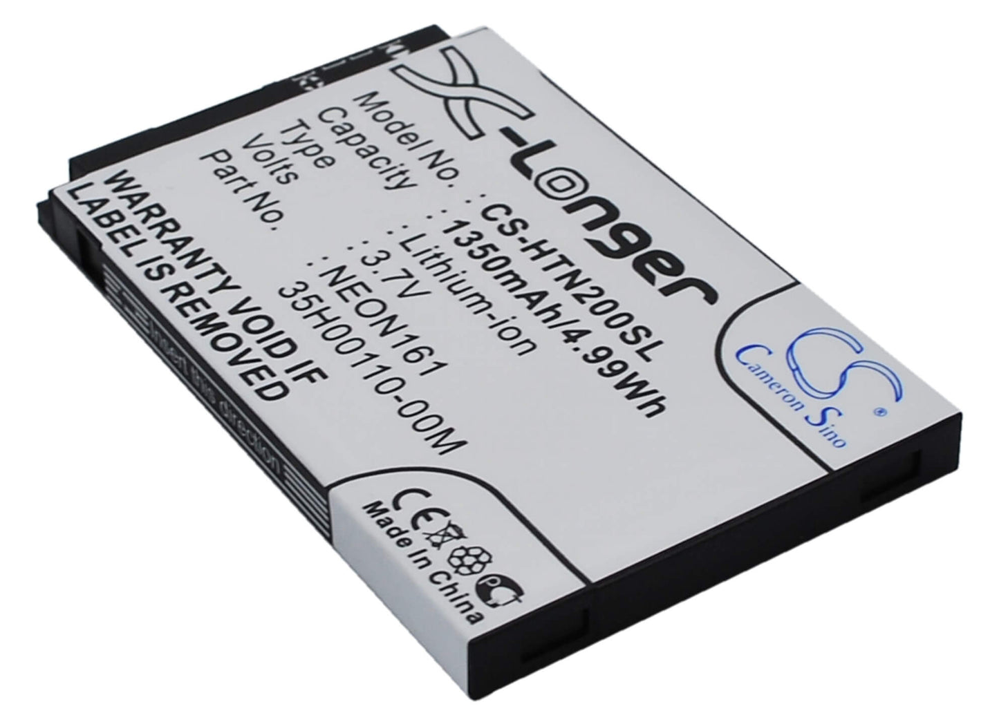 3.7V, 1350mAh, Li-ion Battery fits Htc, Neon 200, Neon 400, 4.995Wh