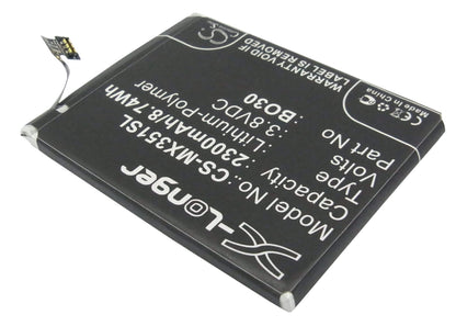 3.8V, 2300mAh, Li-Polymer Battery fits Meizu, M055, M351, 8.74Wh