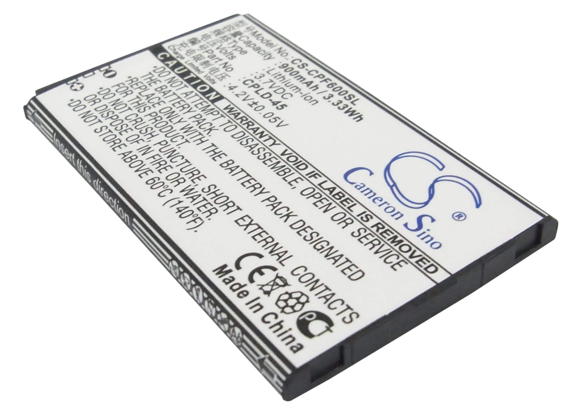 3.7V, 900mAh, Li-ion Battery fits Coolpad, 8830, E506, 3.33Wh