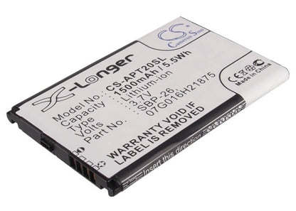 3.7V, 1500mAh, Li-ion Battery fits Asus, T20, 5.55Wh