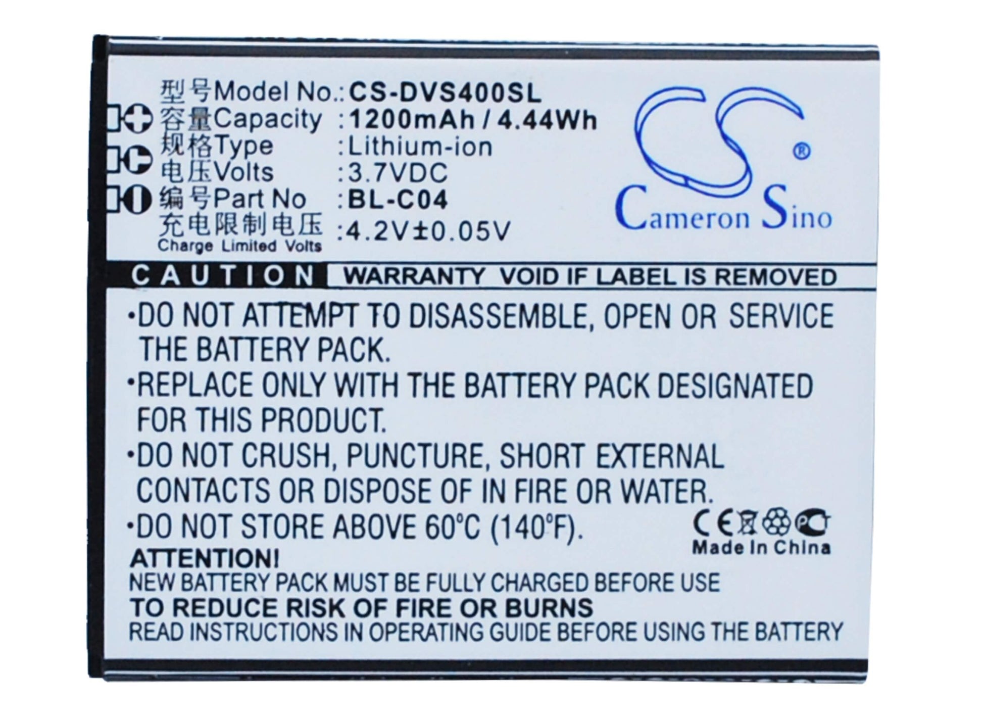 3.7V, 1200mAh, Li-ion Battery fits Doov, D500, Isuper S1, 4.44Wh
