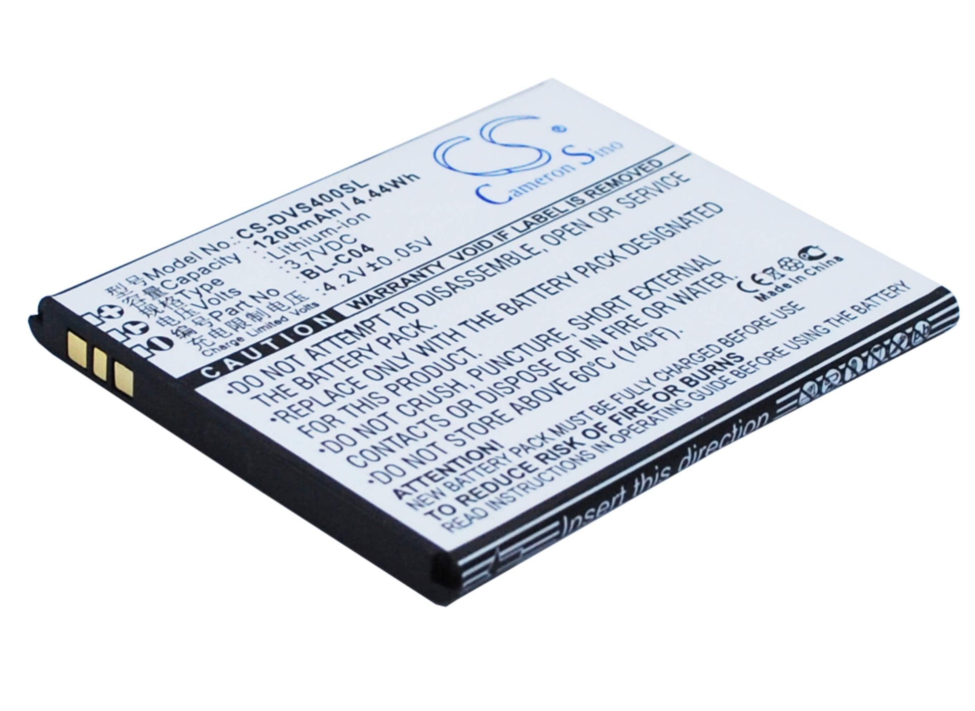 3.7V, 1200mAh, Li-ion Battery fits Doov, D500, Isuper S1, 4.44Wh