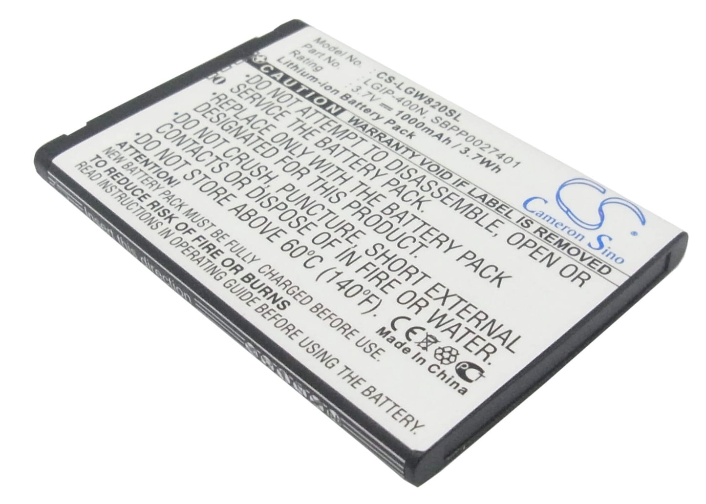 3.7V, 1000mAh, Li-ion Battery fits Lg, Etna, Expo Gw820, 3.7Wh