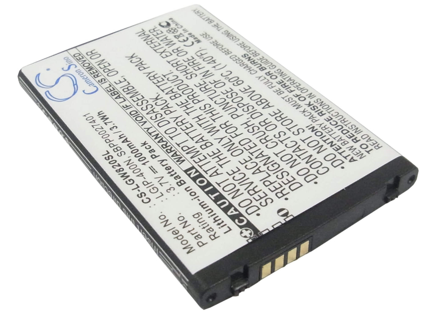3.7V, 1000mAh, Li-ion Battery fits Lg, Etna, Expo Gw820, 3.7Wh