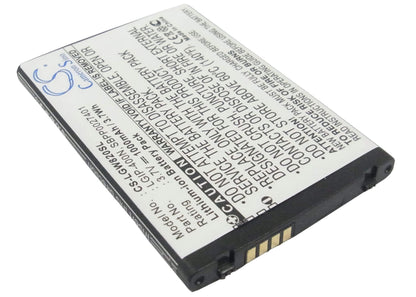 3.7V, 1000mAh, Li-ion Battery fits Lg, Etna, Expo Gw820, 3.7Wh