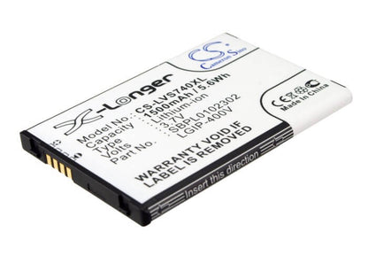 3.7V, 1500mAh, Li-ion Battery fits Verizon, Ally Vs740, Ally Vs750, 5.55Wh