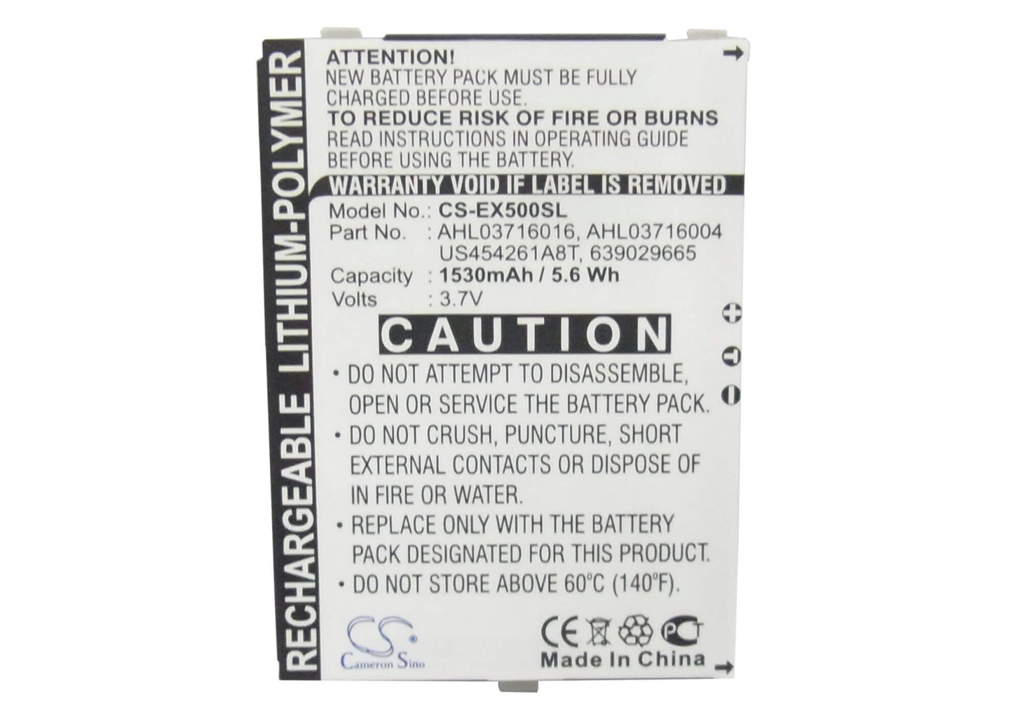3.7V, 1530mAh, Li-Polymer Battery fits Utstarcom, P903, 5.661Wh