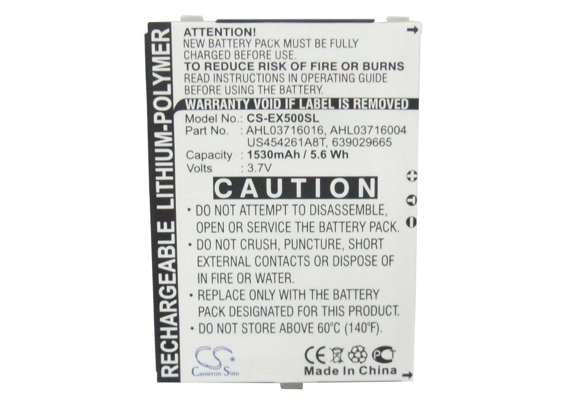3.7V, 1530mAh, Li-Polymer Battery fits Telecom, Ip Spc 3310, 5.661Wh