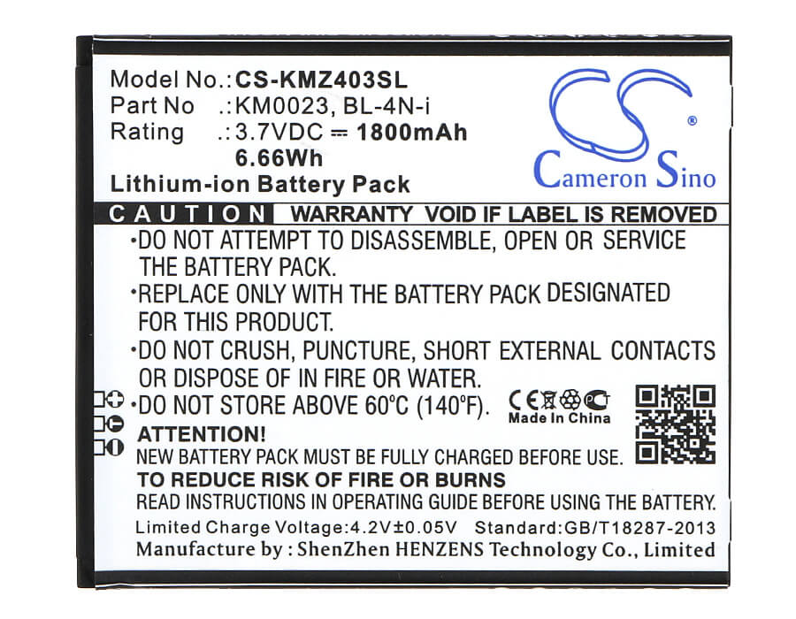 3.7V, 1800mAh, Li-ion Battery fits Kruger&matz, Andromax I6c, Km0403, 6.66Wh