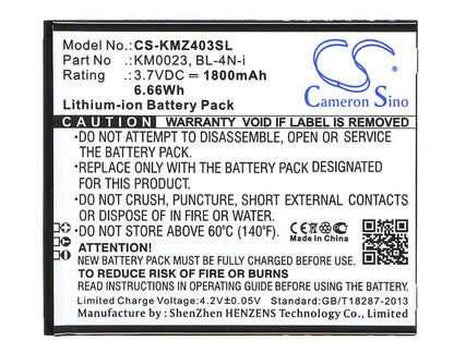 3.7V, 1800mAh, Li-ion Battery fits Kruger&matz, Andromax I6c, Km0403, 6.66Wh