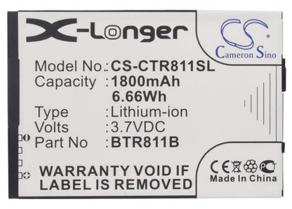 3.7V, 1800mAh, Li-ion Battery fits Casio, C811, Ca201, 6.66Wh