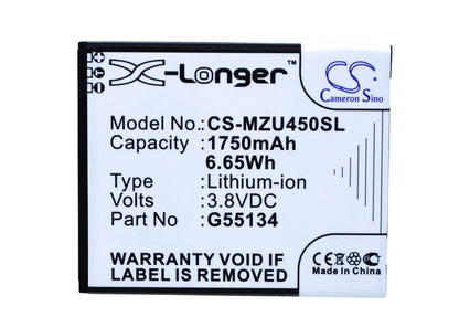 3.8V, 1750mAh, Li-ion Battery fits Navon, Mizu M450, Mizu M450 Dual Sim, 6.65Wh