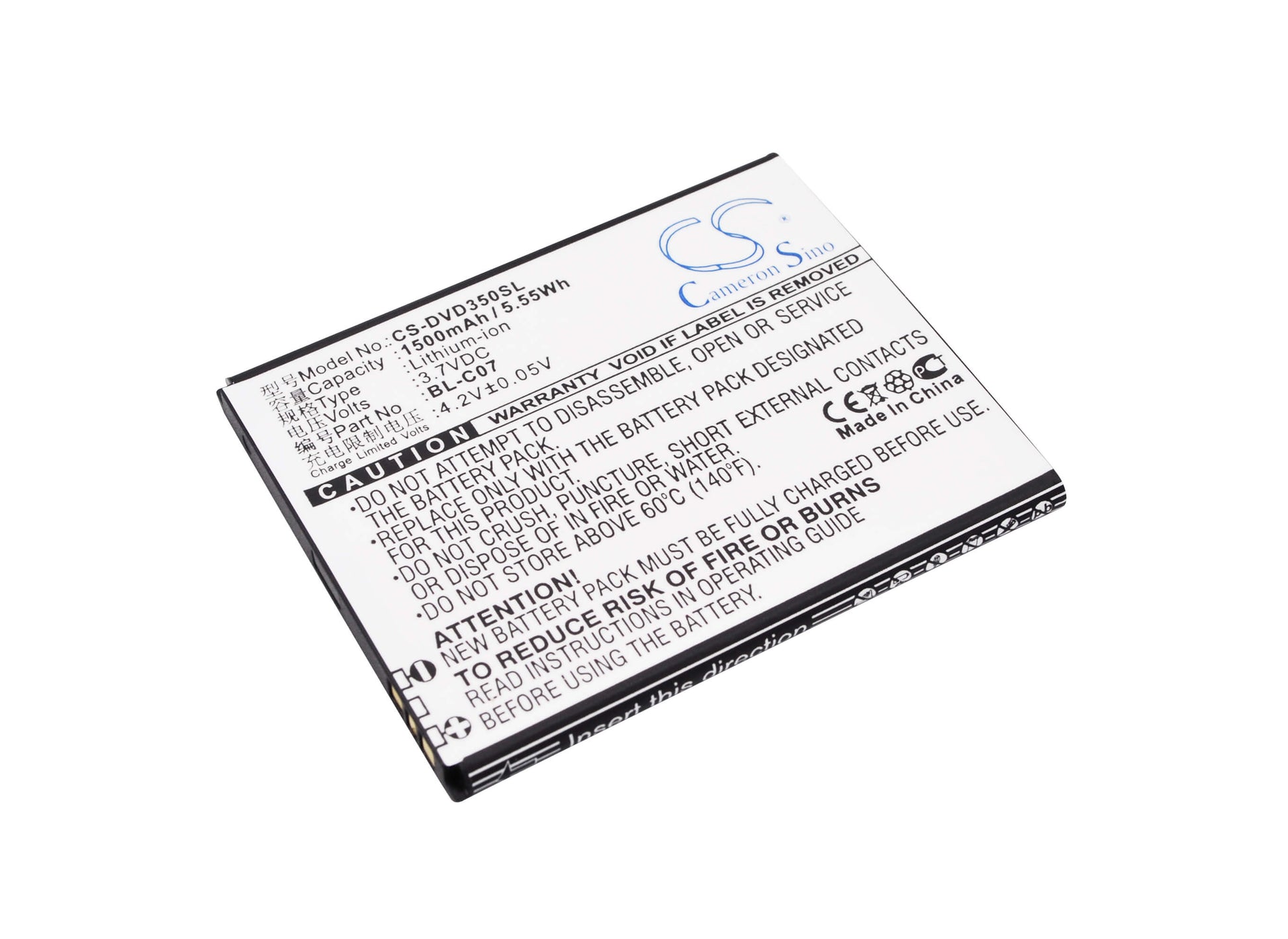 3.7V, 1500mAh, Li-ion Battery fits Doov, D350, 5.55Wh