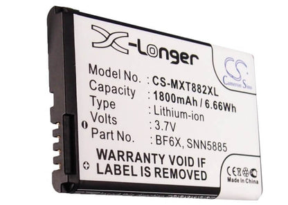 3.7V, 1800mAh, Li-ion Battery fits Motorola, Domino +, Droid 3, 6.66Wh
